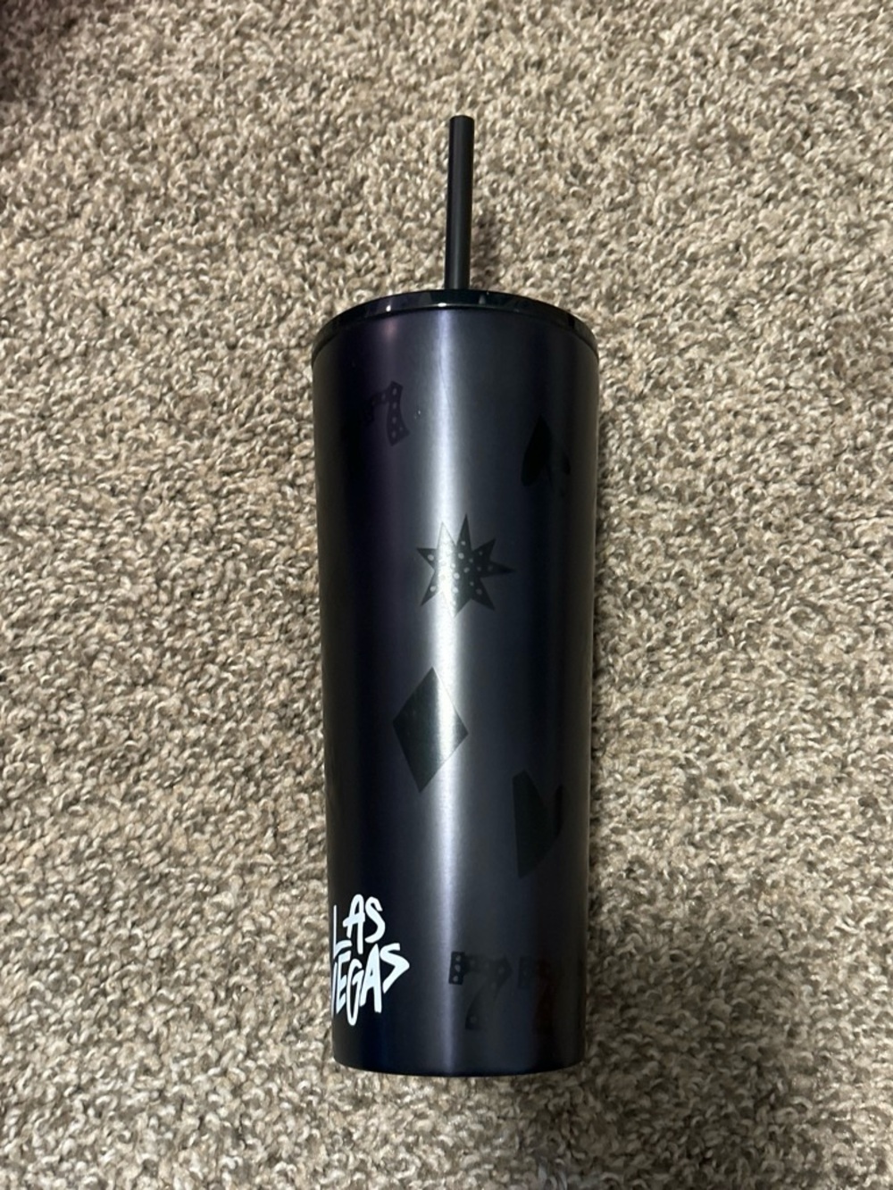 Starbucks Black Matte Las Vegas Tumbler with Card Suit Accents